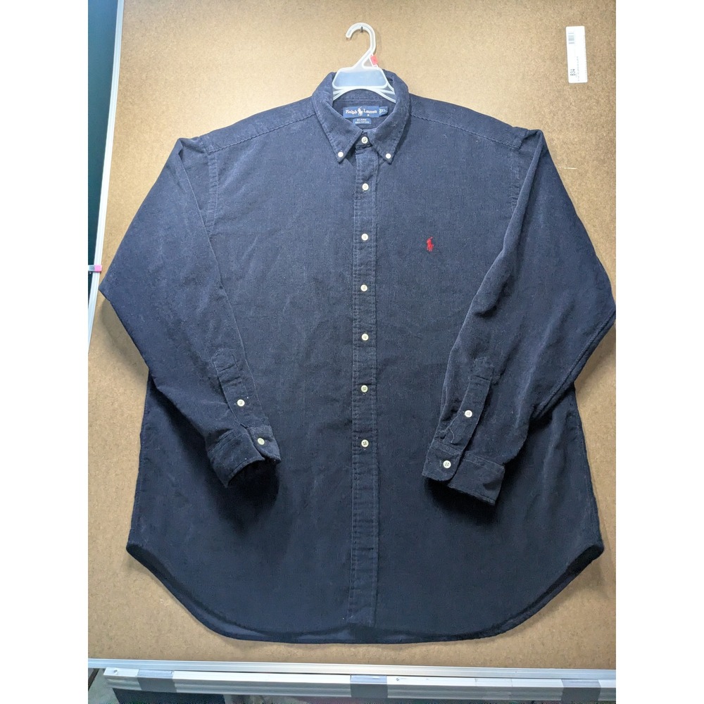 Polo Ralph Lauren Blaire Mens XL Navy Blue Corduroy Button Down Shirt Red Pony